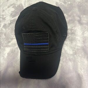 Black Cap with Blue Line Flag